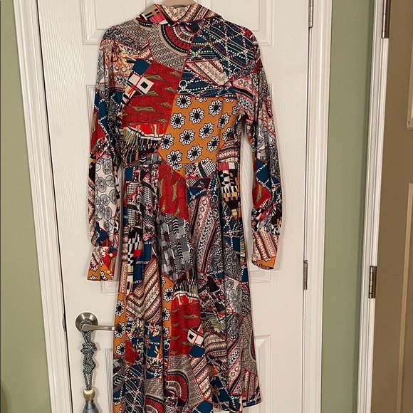 Colorful Geometric Long Sleeve Dress